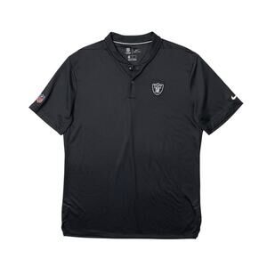 Las Vegas Raiders Shirt Mens M Black NFL OnField Blade Collar Nike Golf Polo